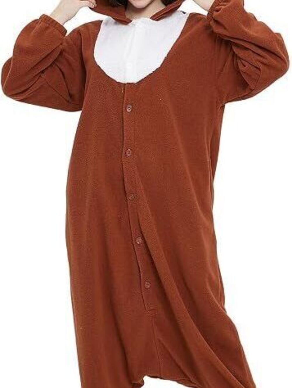 Adult Small Winged Reindeer Brown Polyester Casual Animal One Piece Pajamas